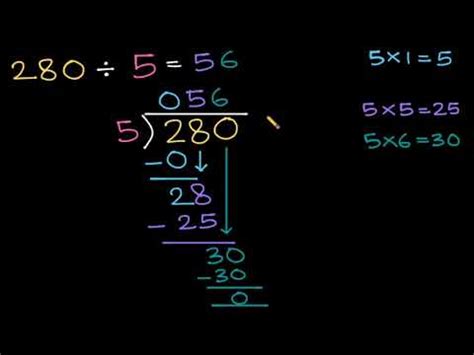 Long division: 280÷5 (video) .